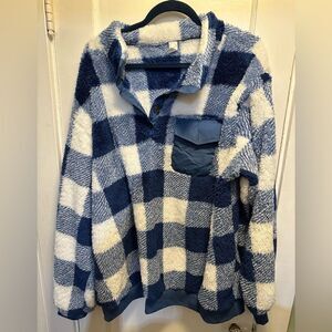 NWOT Royal Blue and White Comfy Half Zip